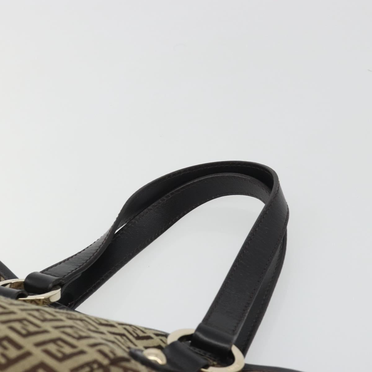 FENDI Zucchino Canvas Hand Bag Beige Gold Auth 192524A