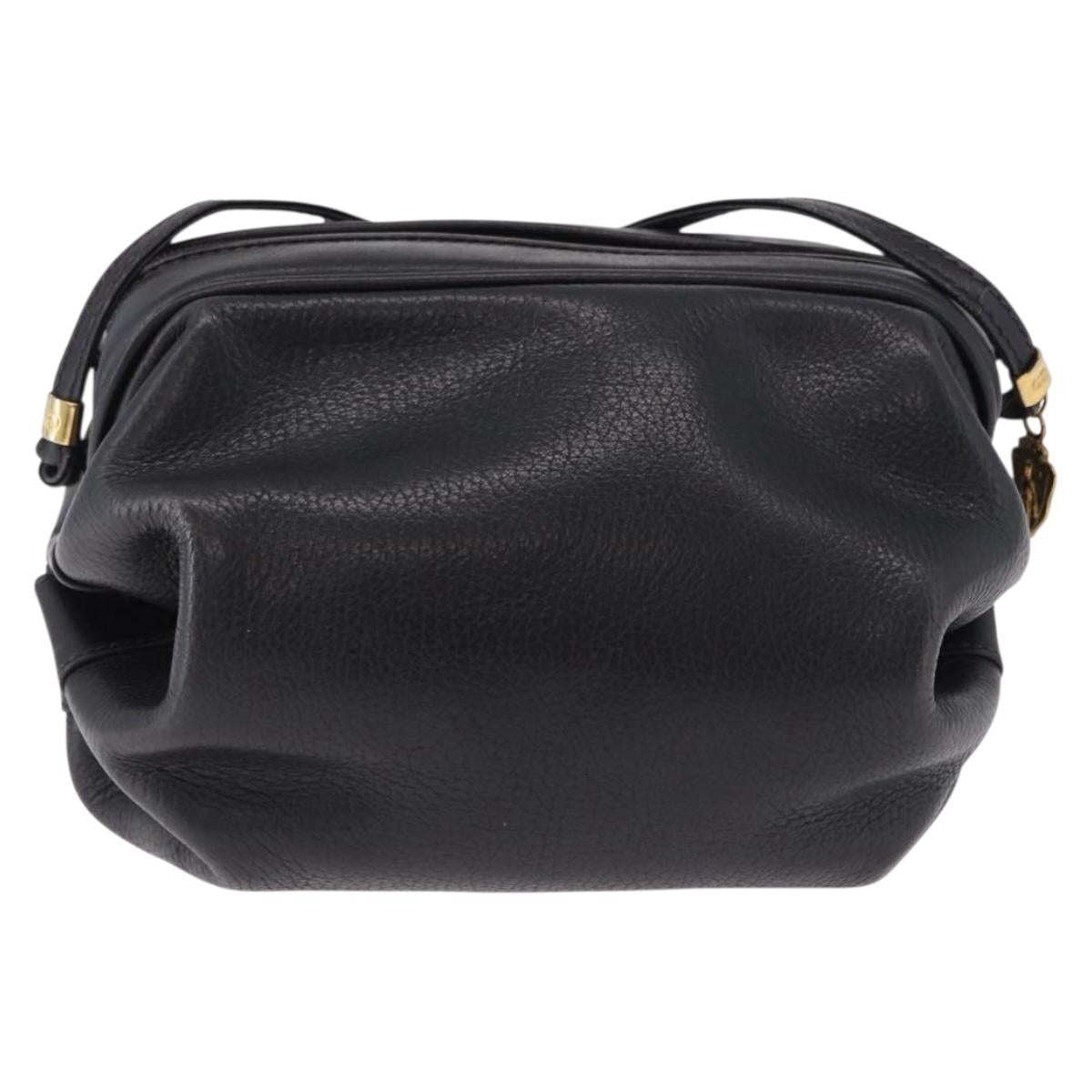GUCCI Shoulder Bag Leather Black Gold 007 115 5770 Auth 192525