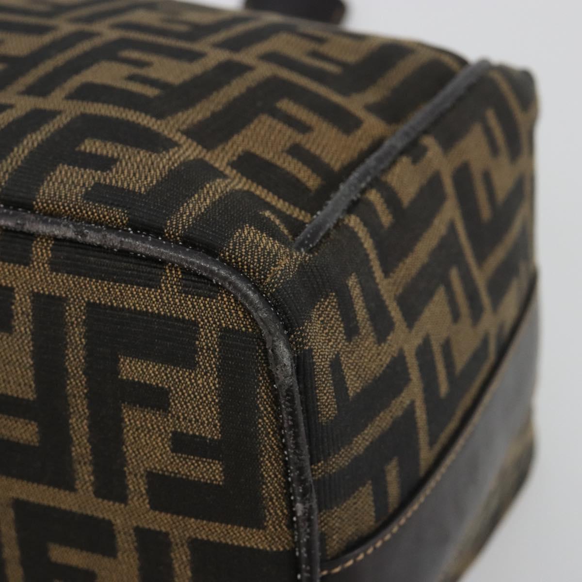 FENDI Zucca Canvas Hand Bag Black Brown Auth 192526A