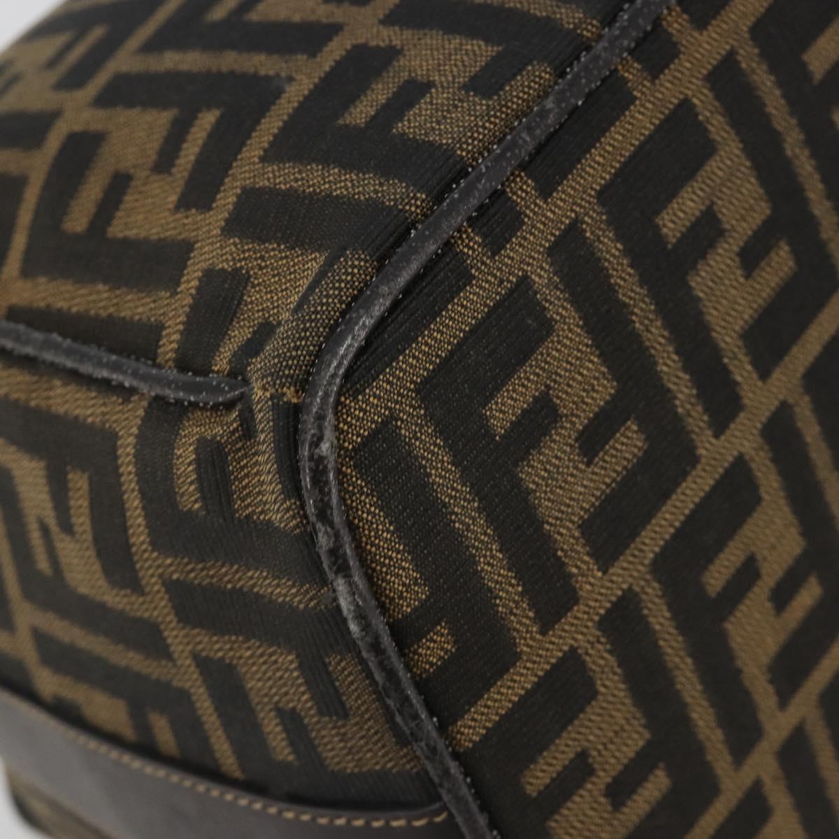 FENDI Zucca Canvas Hand Bag Black Brown Auth 192526A