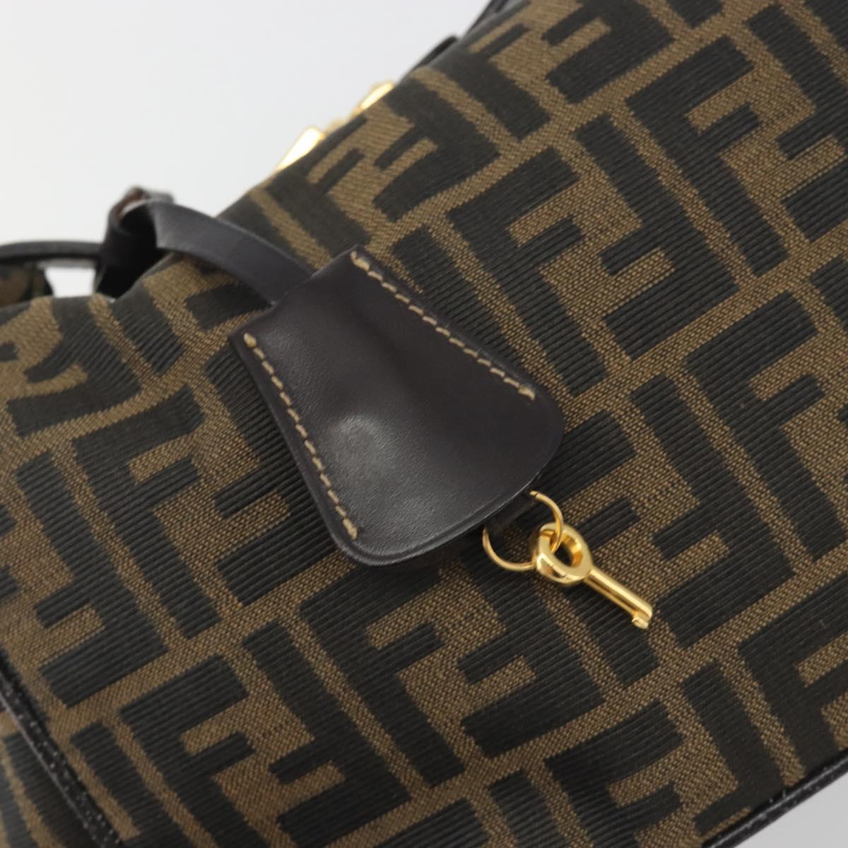 FENDI Zucca Canvas Hand Bag Black Brown Auth 192526A