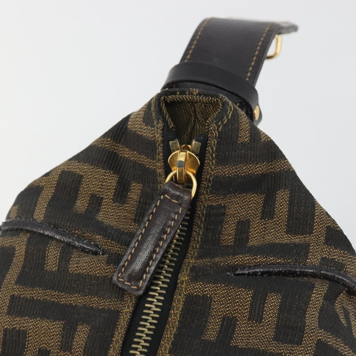 FENDI Zucca Canvas Hand Bag Black Brown Auth 192526A