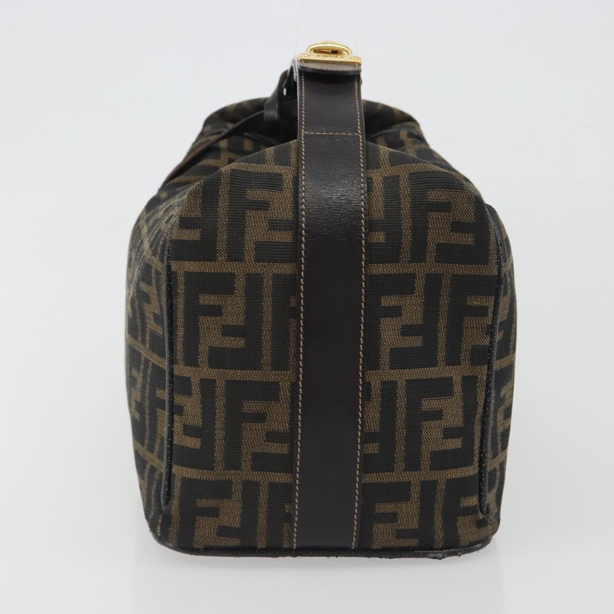 FENDI Zucca Canvas Hand Bag Black Brown Auth 192526A