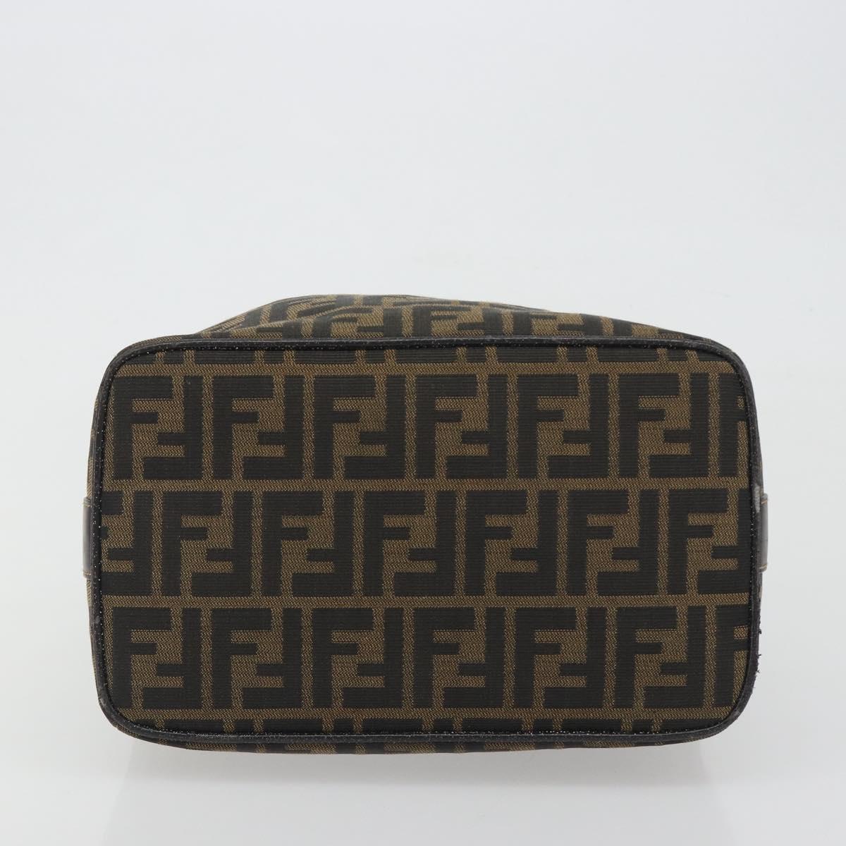 FENDI Zucca Canvas Hand Bag Black Brown Auth 192526A
