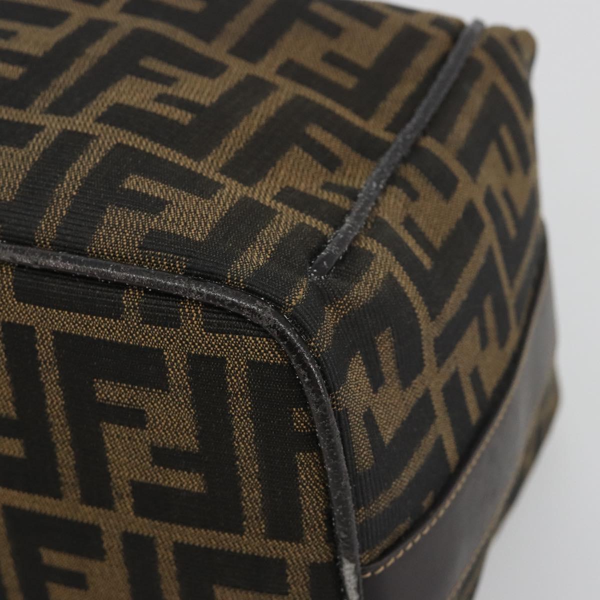 FENDI Zucca Canvas Hand Bag Black Brown Auth 192526A