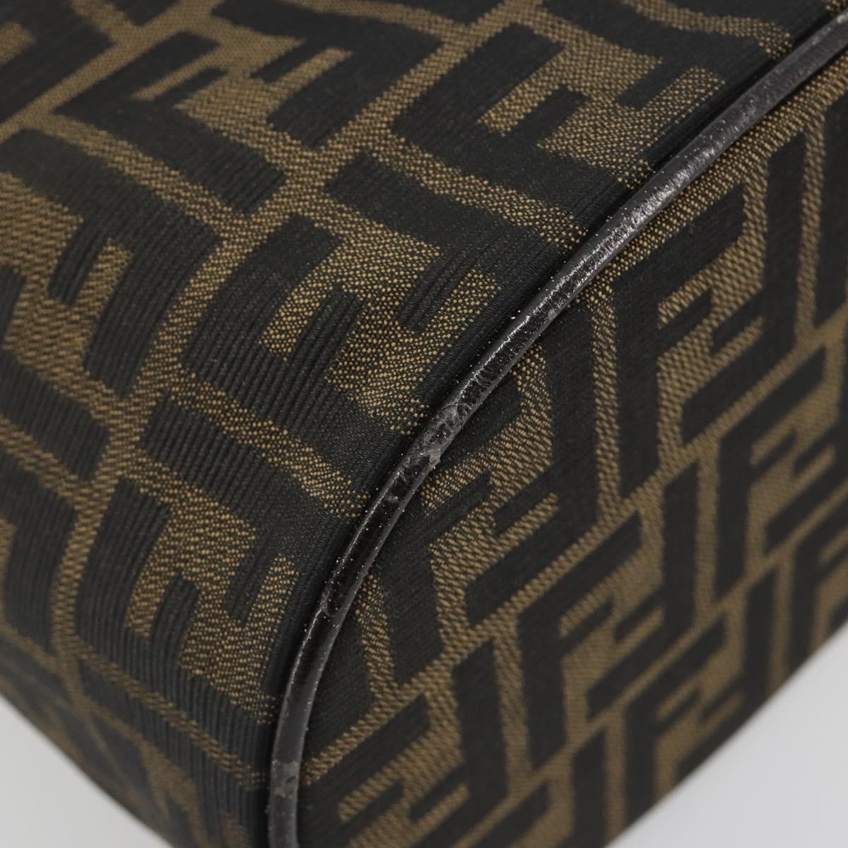 FENDI Zucca Canvas Vanity Bag Brown Black Auth 192527