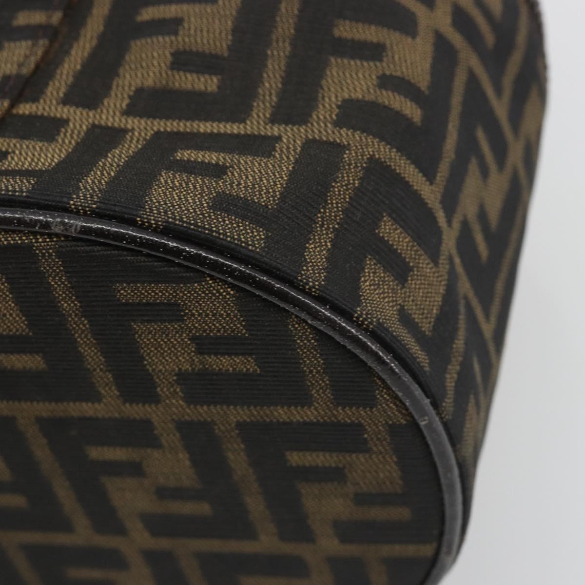 FENDI Zucca Canvas Vanity Bag Brown Black Auth 192527