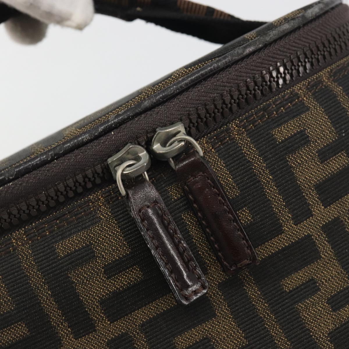 FENDI Zucca Canvas Vanity Bag Brown Black Auth 192527