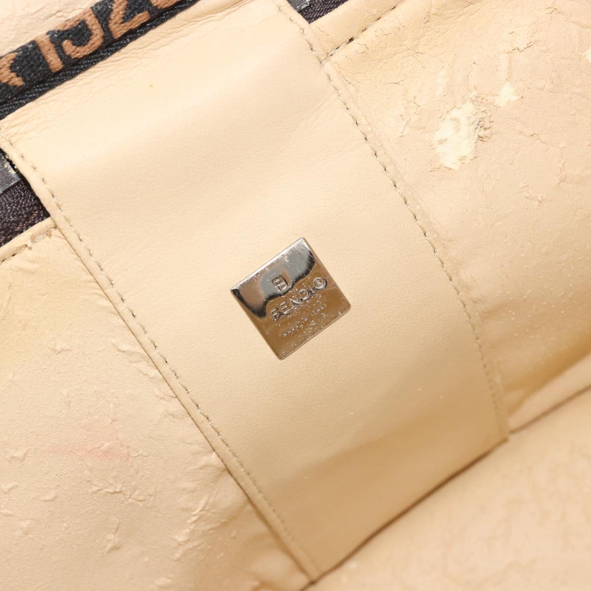 FENDI Zucca Canvas Vanity Bag Brown Black Auth 192527