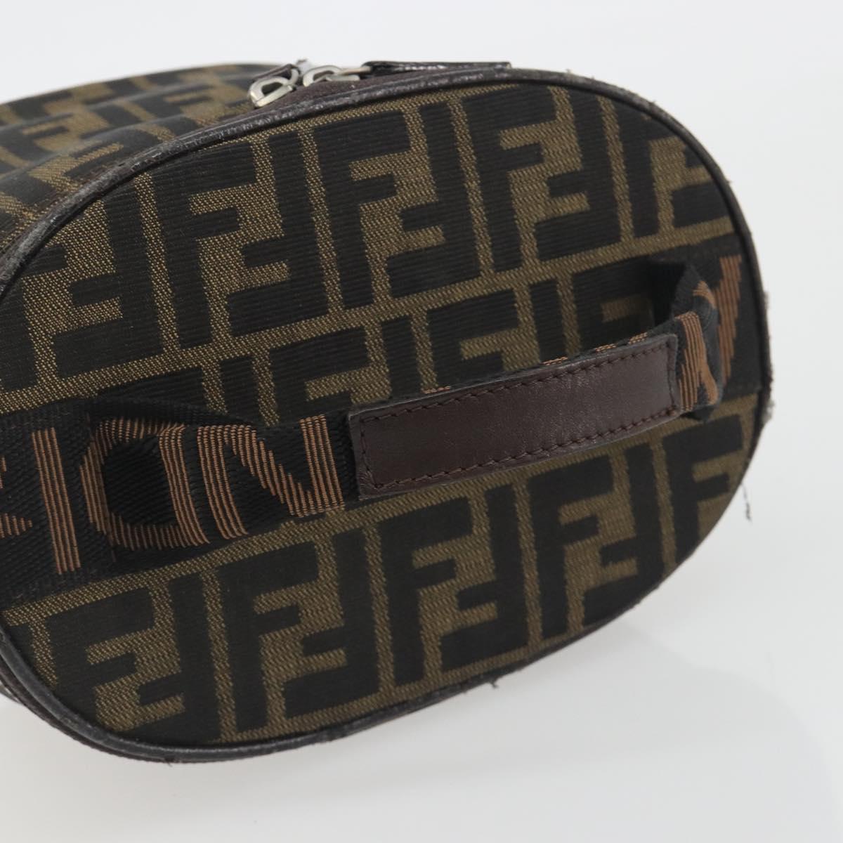 FENDI Zucca Canvas Vanity Bag Brown Black Auth 192527