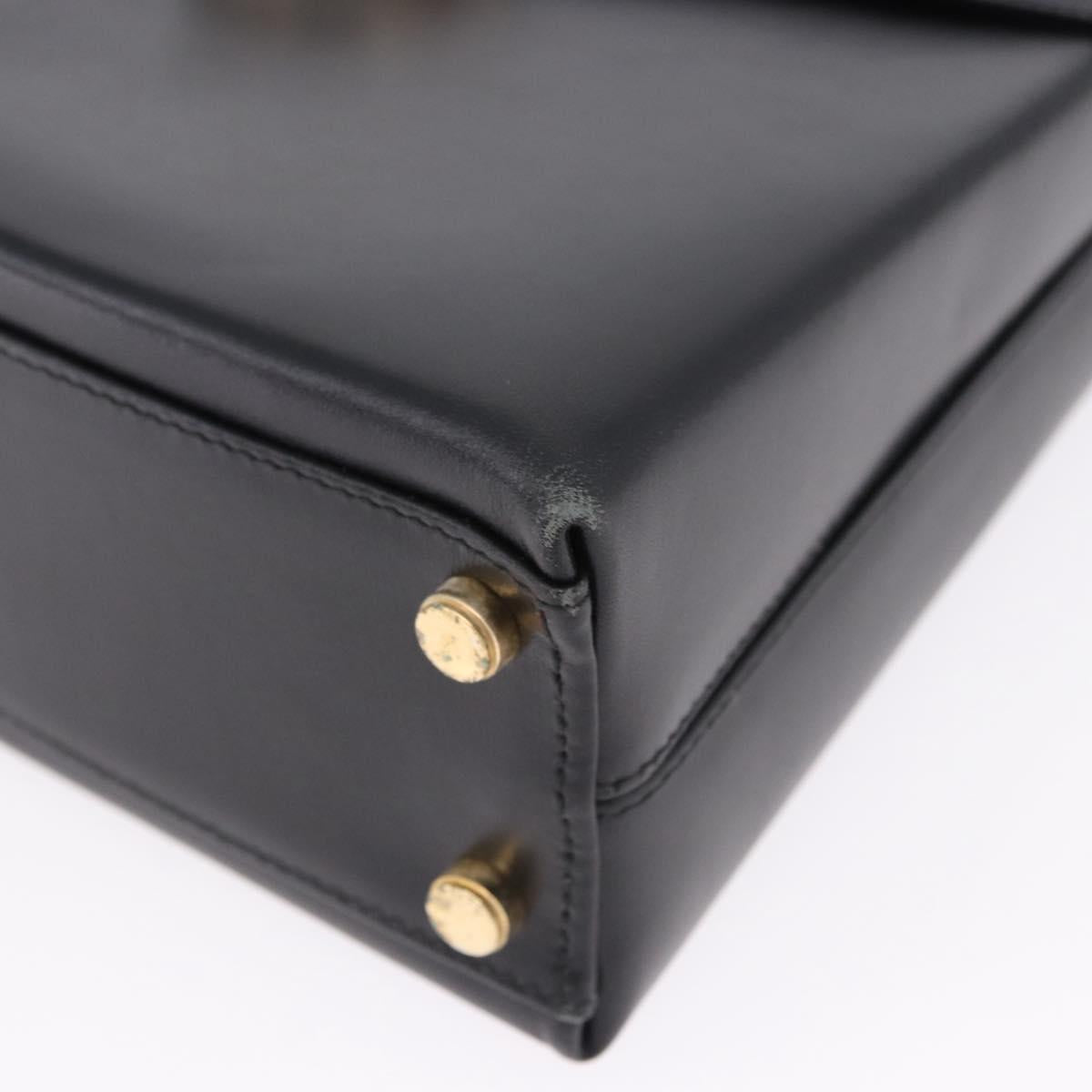 Salvatore Ferragamo Gancini Hand Bag Leather 2way Black Gold Auth 192528A