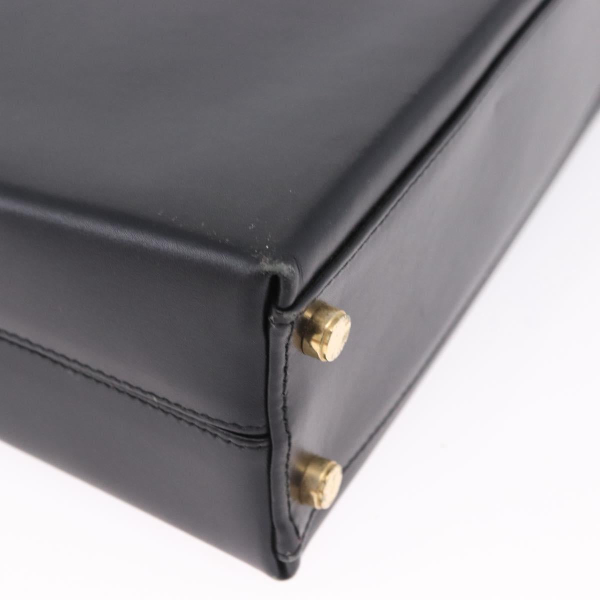 Salvatore Ferragamo Gancini Hand Bag Leather 2way Black Gold Auth 192528A