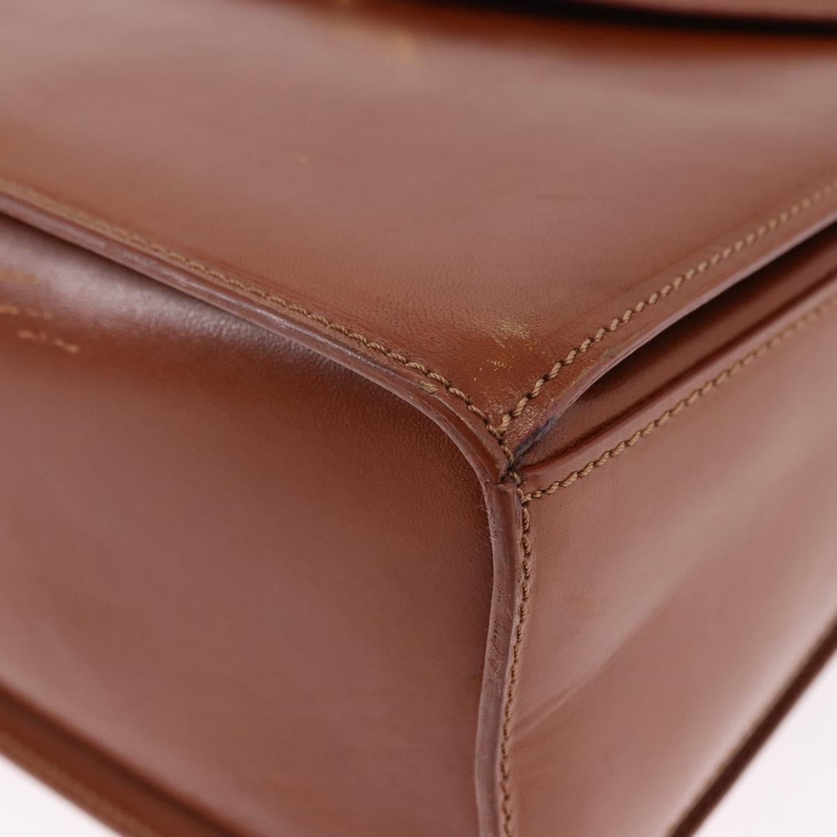BALLY Hand Bag Leather Brown Gold Auth 192529