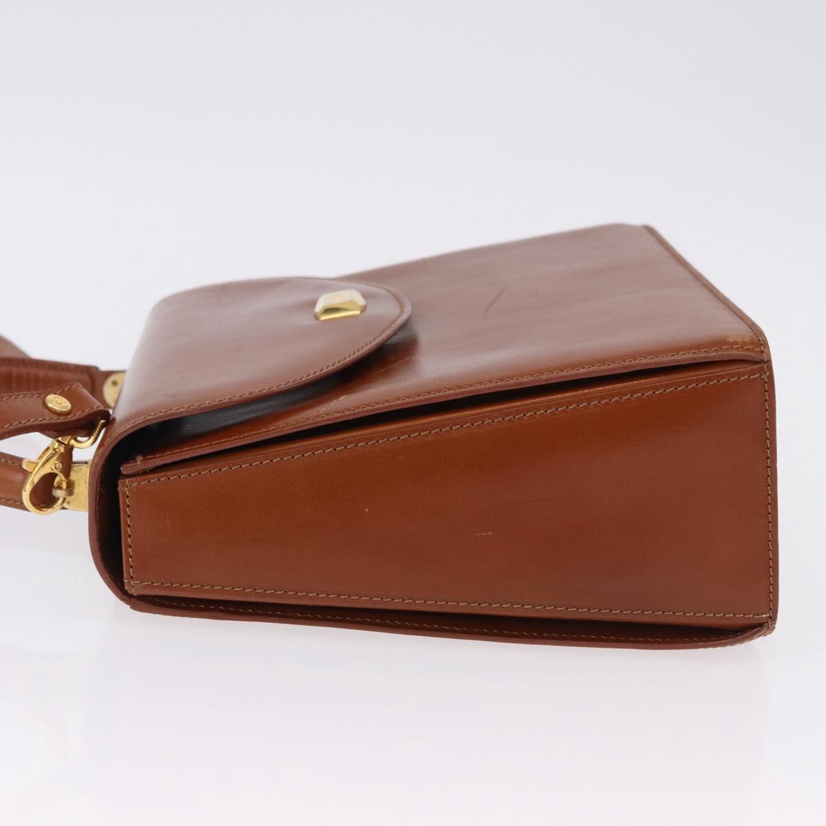 BALLY Hand Bag Leather Brown Gold Auth 192529