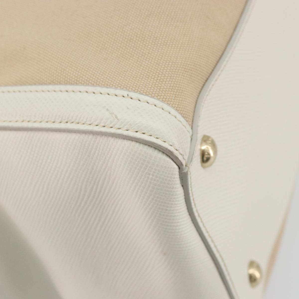 PRADA Hand Bag Canvas Beige Gold Auth 192530A