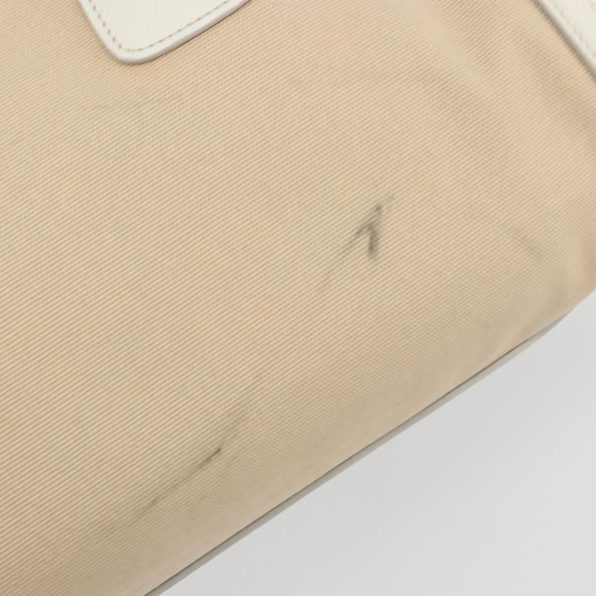 PRADA Hand Bag Canvas Beige Gold Auth 192530A