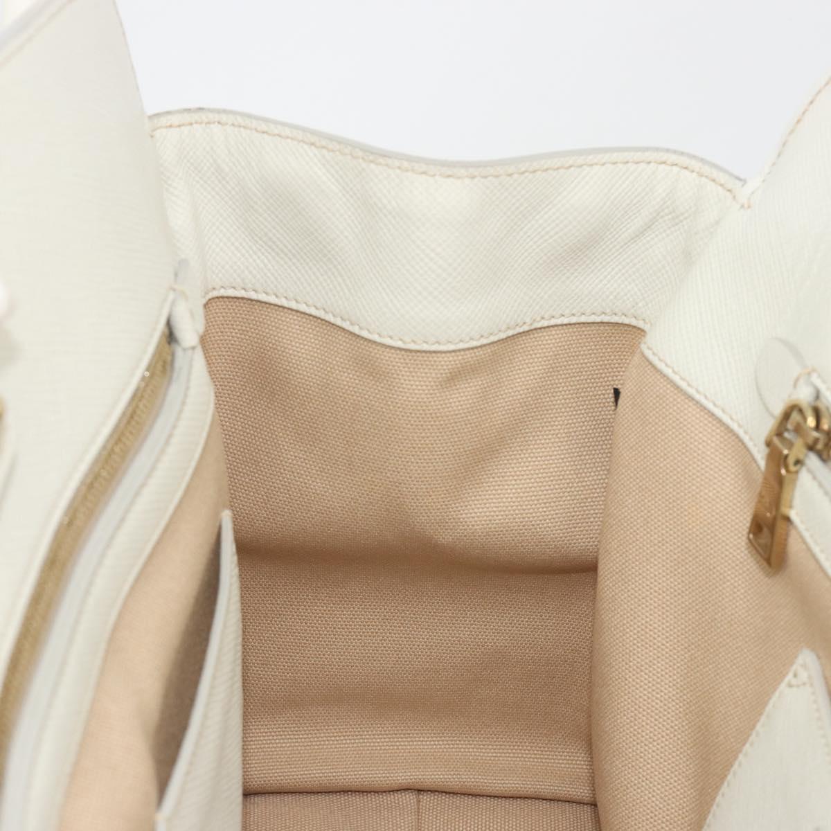 PRADA Hand Bag Canvas Beige Gold Auth 192530A