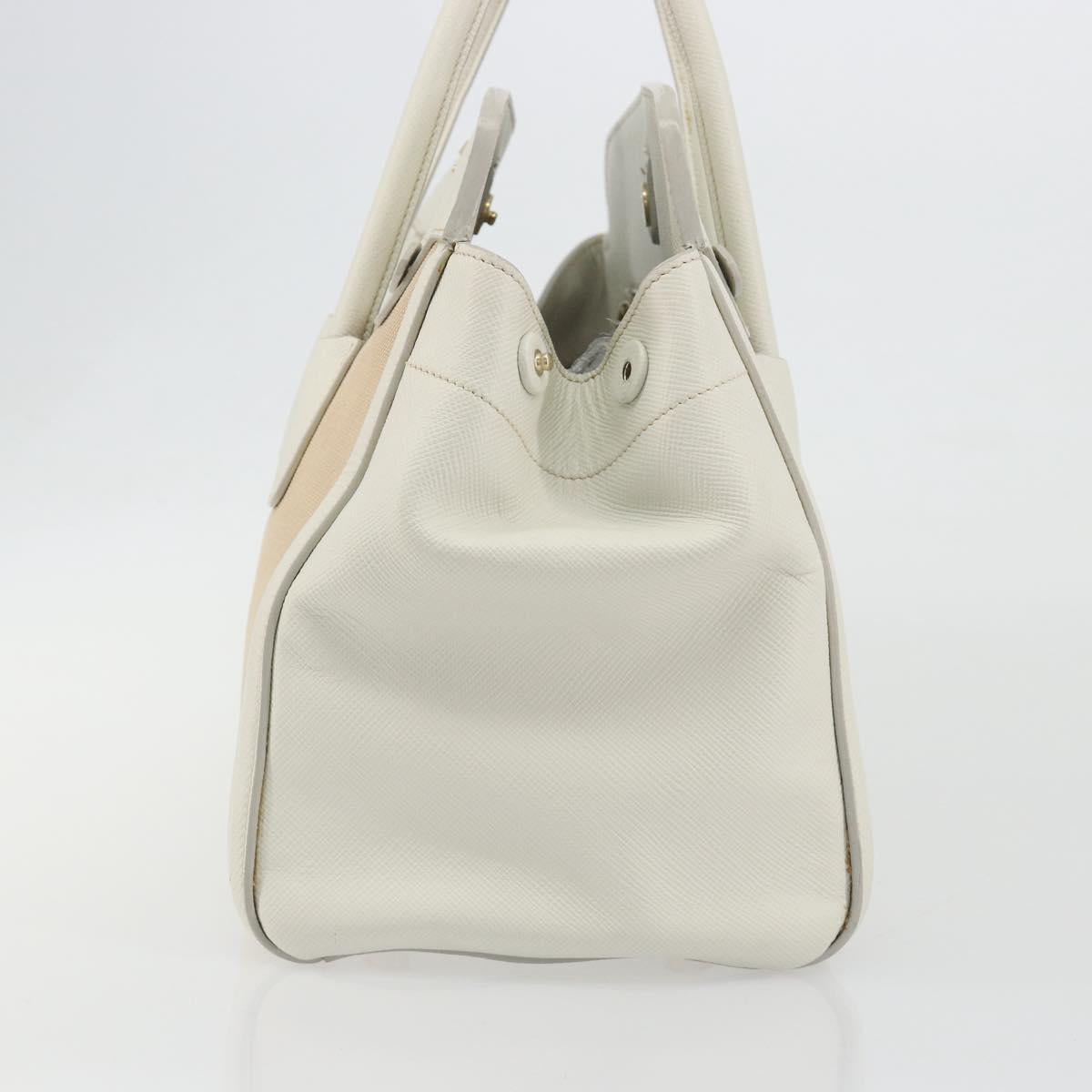 PRADA Hand Bag Canvas Beige Gold Auth 192530A
