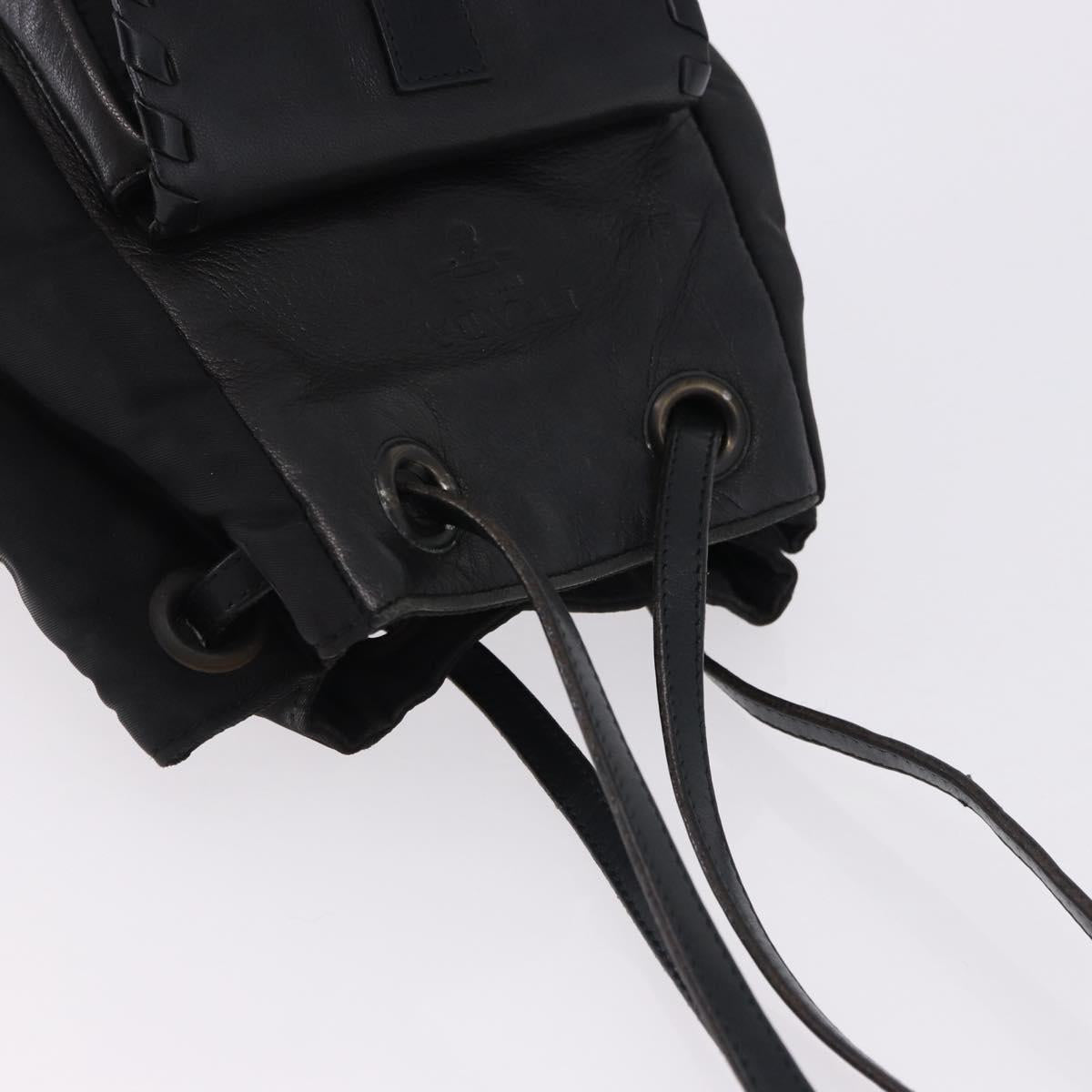 PRADA Purse Shoulder Bag Nylon Leather Black Silver Auth 192532