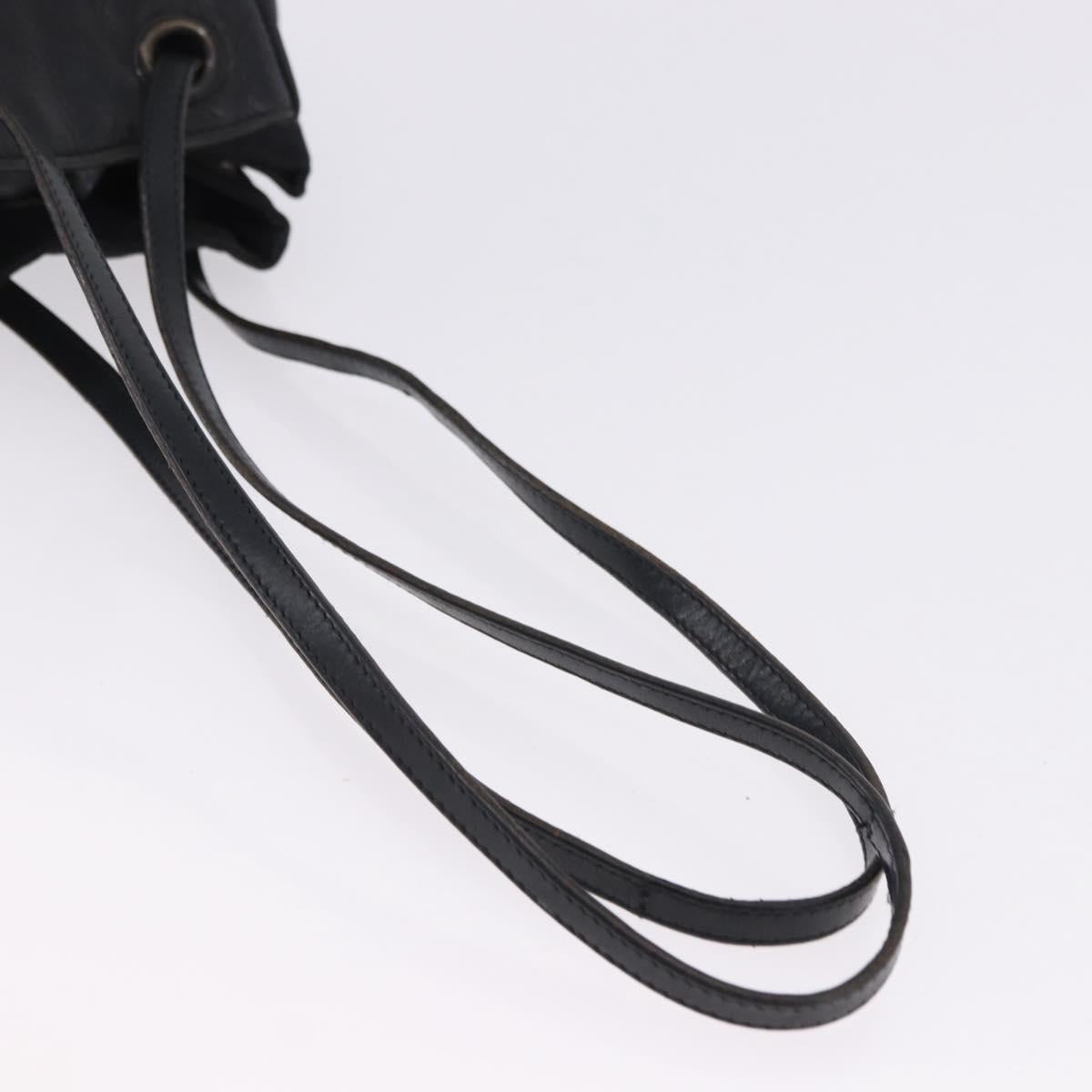 PRADA Purse Shoulder Bag Nylon Leather Black Silver Auth 192532
