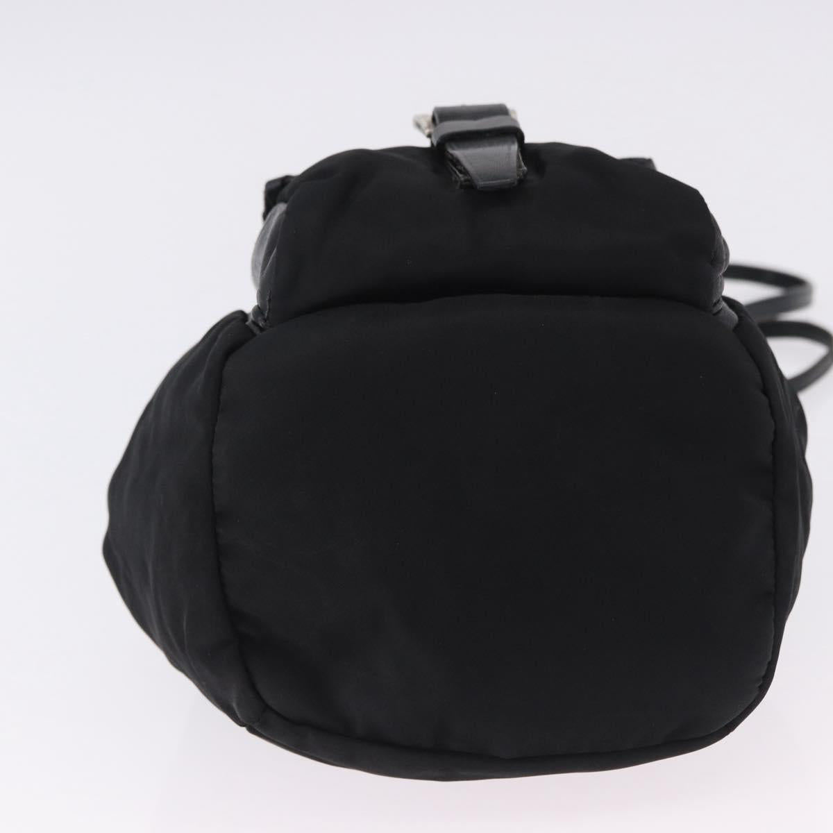 PRADA Purse Shoulder Bag Nylon Leather Black Silver Auth 192532