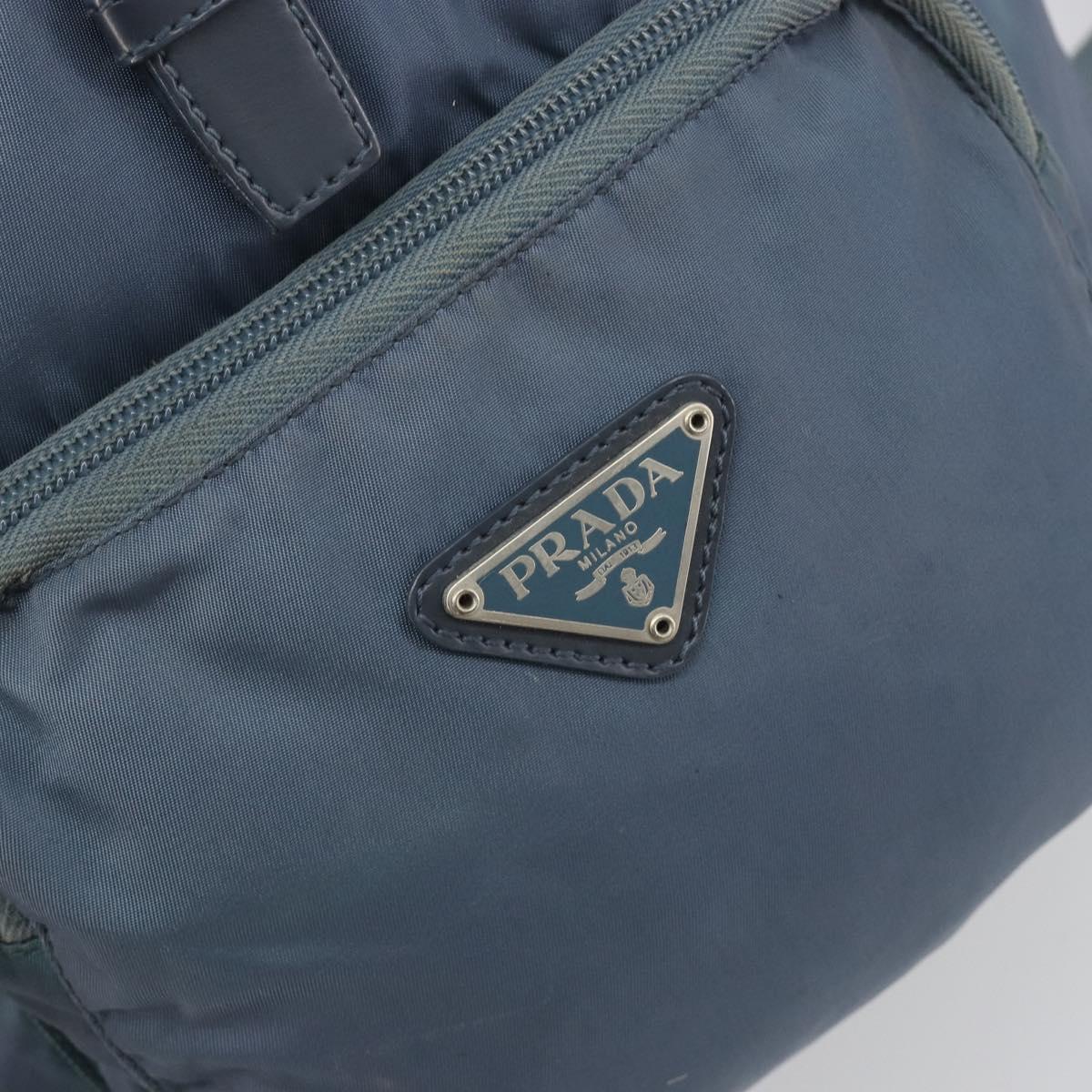 PRADA Backpack Nylon Light Blue Silver Auth 192533