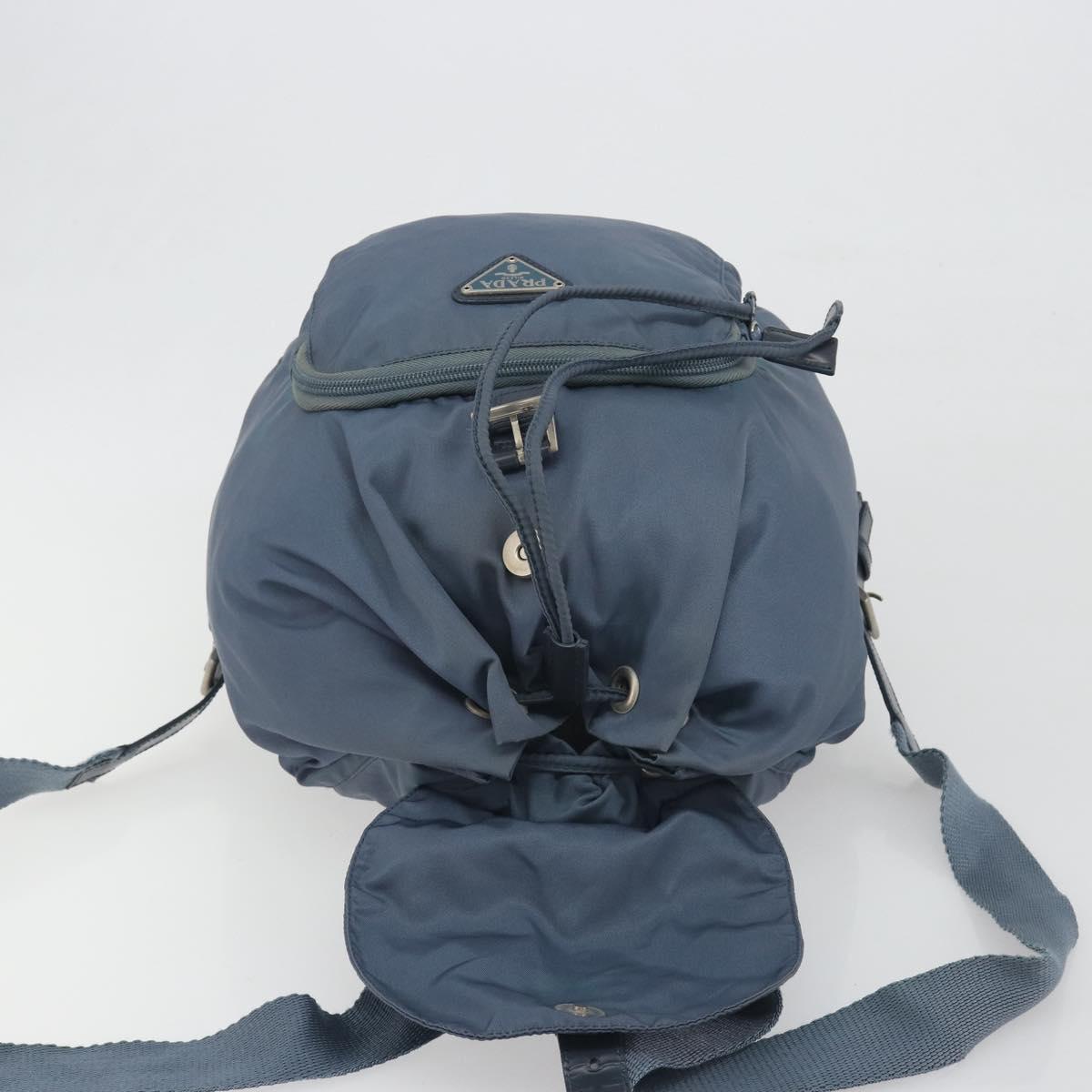PRADA Backpack Nylon Light Blue Silver Auth 192533