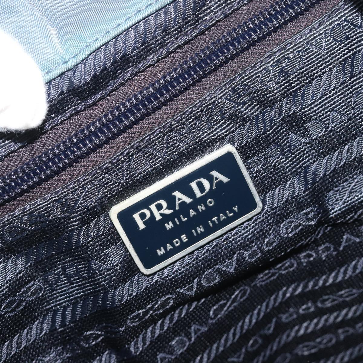 PRADA Backpack Nylon Light Blue Silver Auth 192533