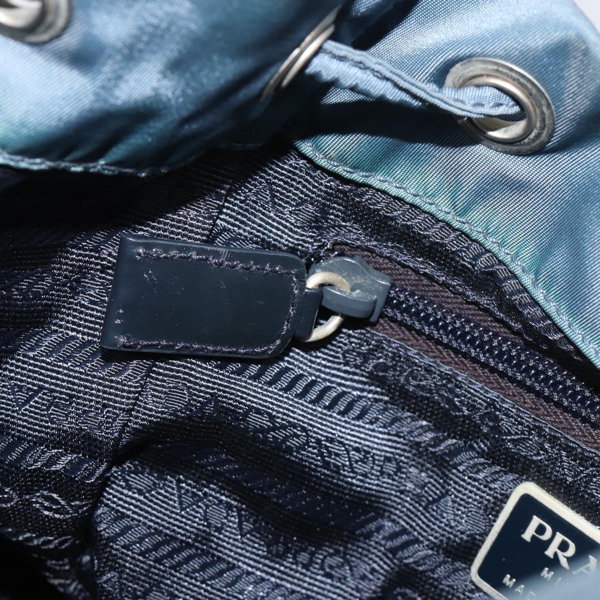 PRADA Backpack Nylon Light Blue Silver Auth 192533