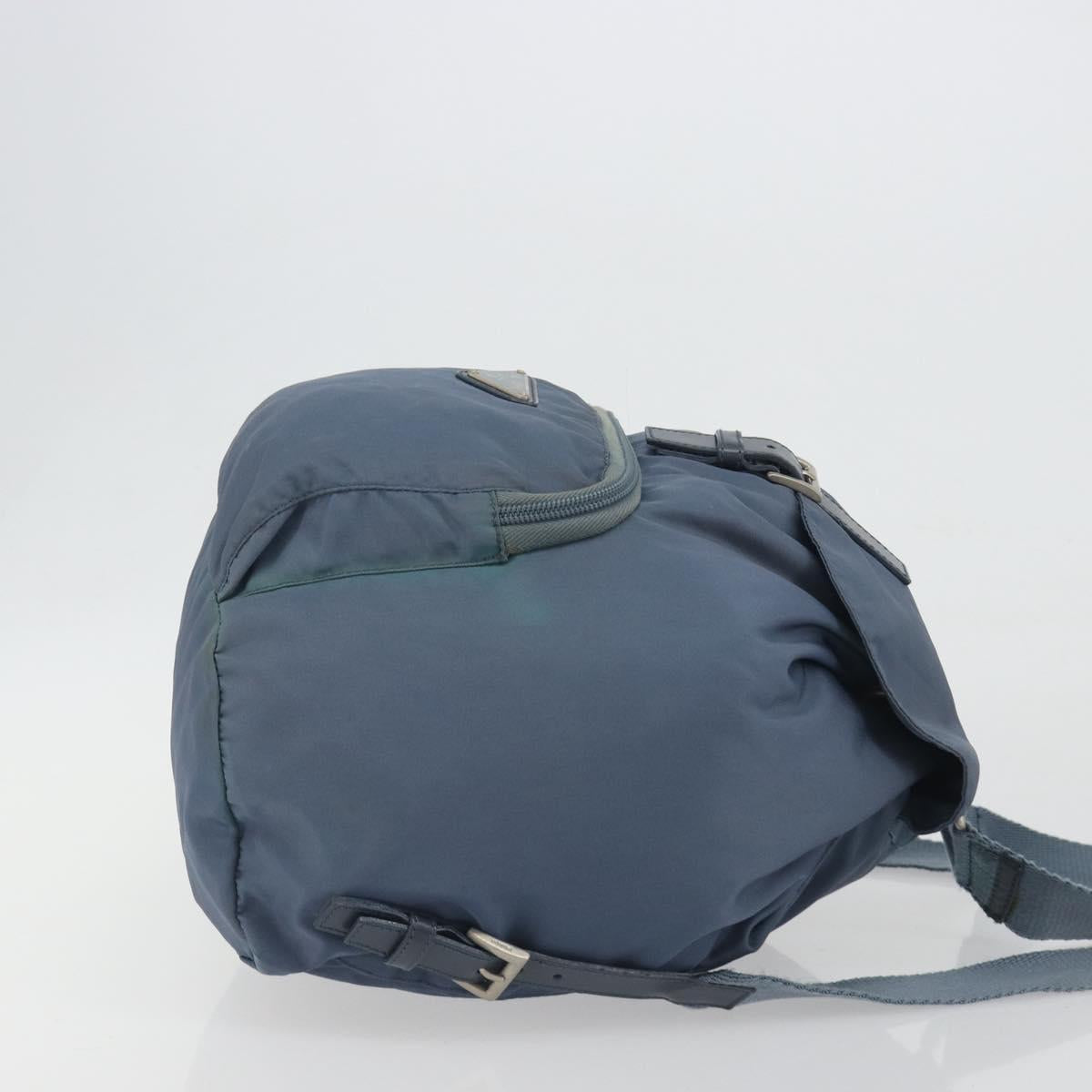 PRADA Backpack Nylon Light Blue Silver Auth 192533