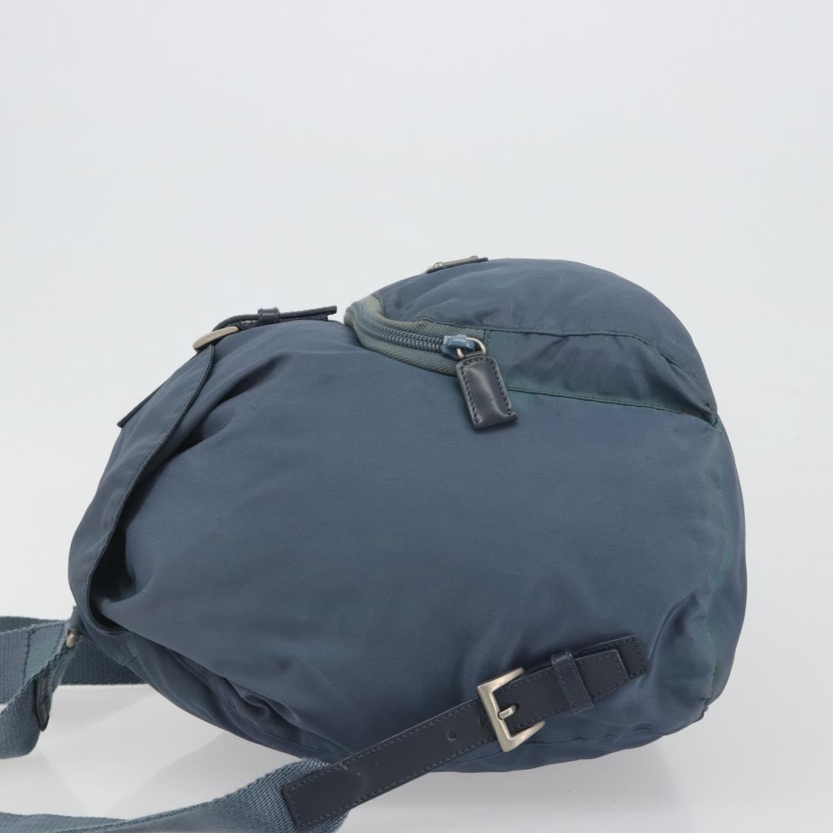 PRADA Backpack Nylon Light Blue Silver Auth 192533