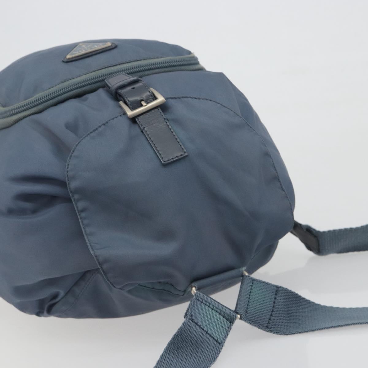 PRADA Backpack Nylon Light Blue Silver Auth 192533
