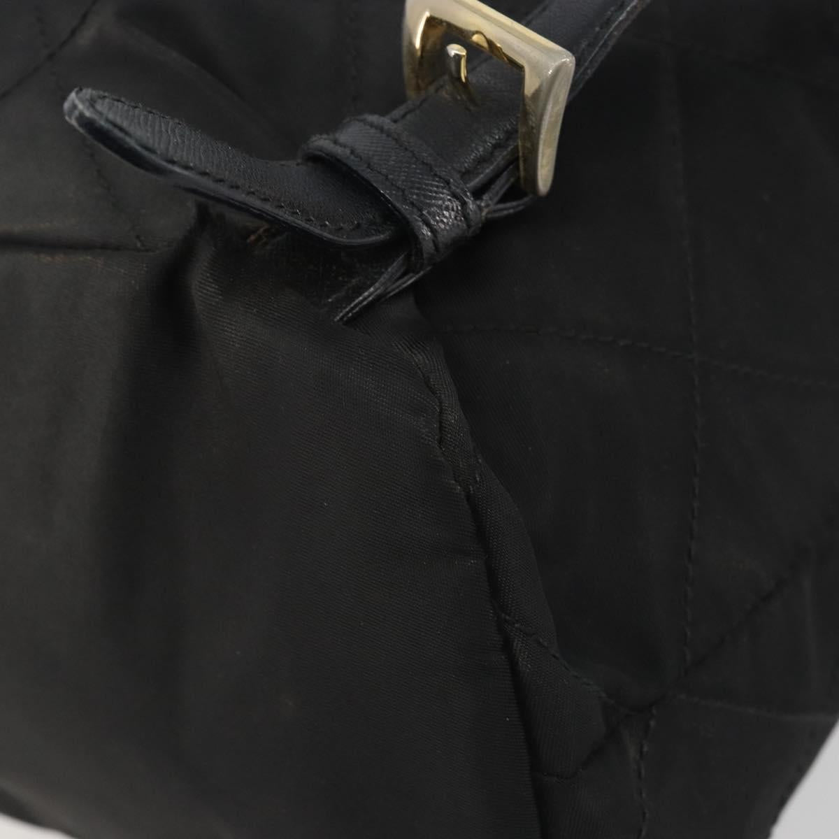 PRADA Quilted Backpack Nylon Black Gold Auth 192534