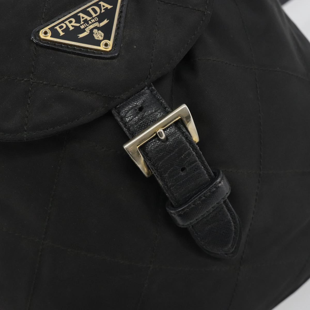 PRADA Quilted Backpack Nylon Black Gold Auth 192534