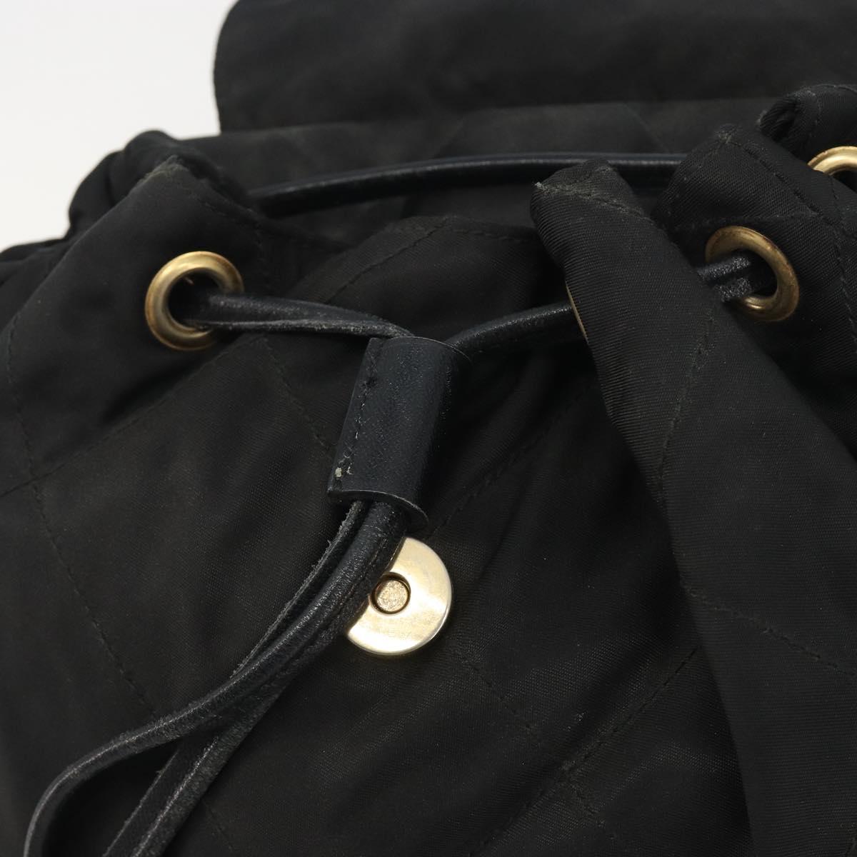PRADA Quilted Backpack Nylon Black Gold Auth 192534