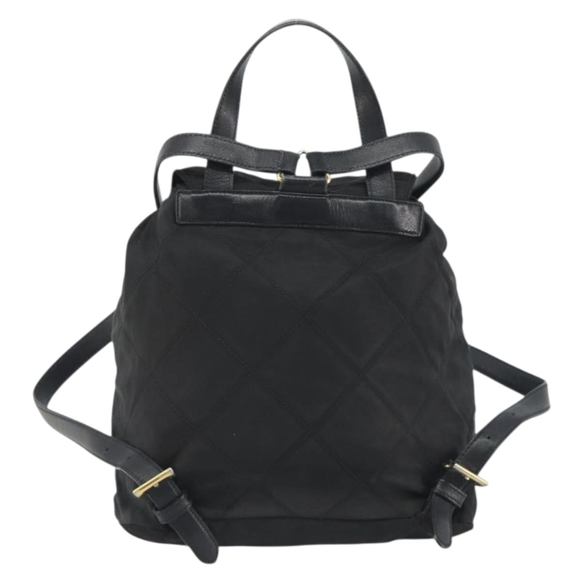 PRADA Quilted Backpack Nylon Black Gold Auth 192534