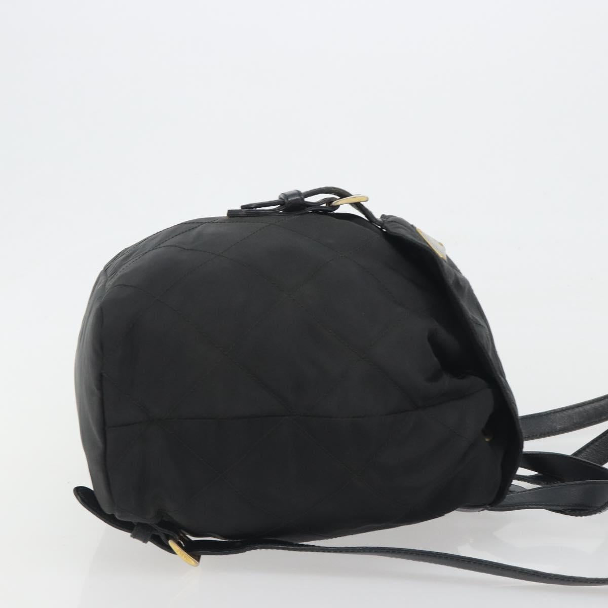 PRADA Quilted Backpack Nylon Black Gold Auth 192534