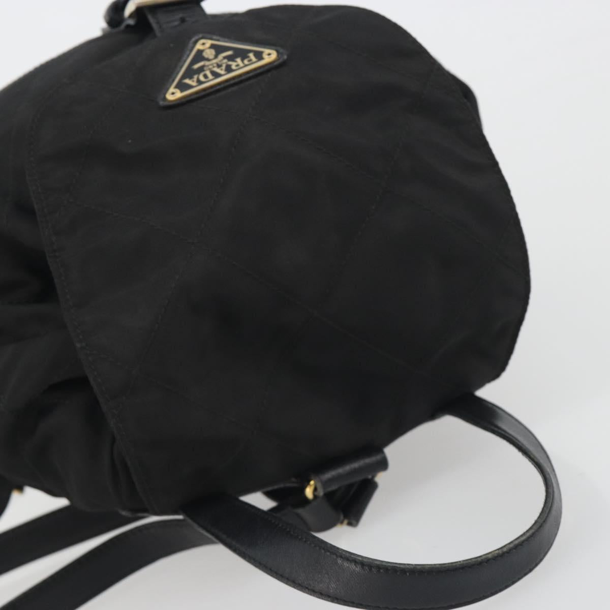 PRADA Quilted Backpack Nylon Black Gold Auth 192534