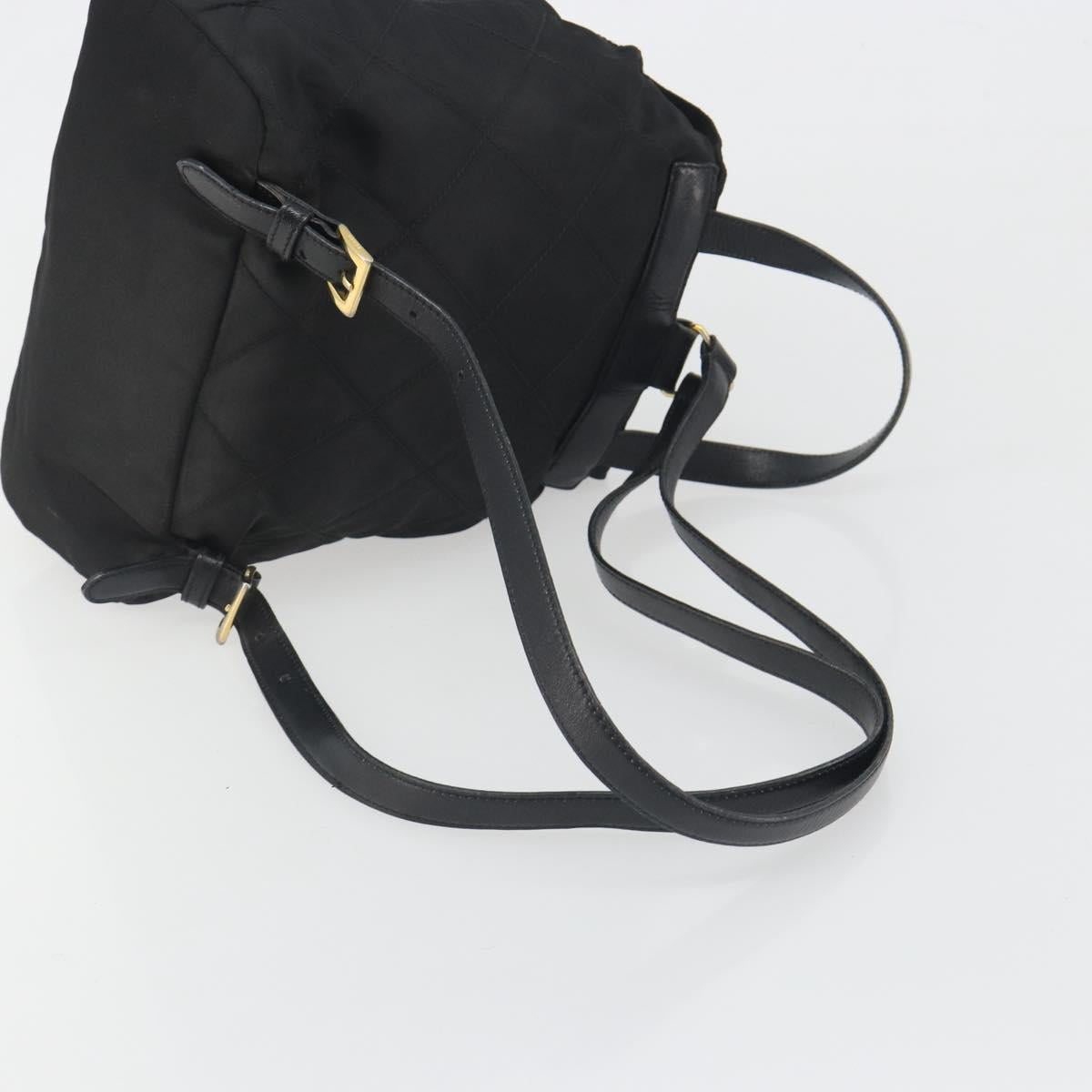 PRADA Quilted Backpack Nylon Black Gold Auth 192534