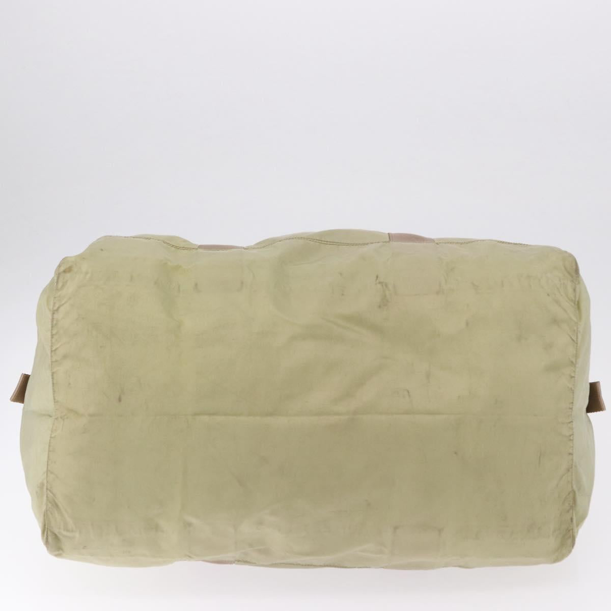 PRADA Boston Bag Nylon Khaki Silver Auth 192536