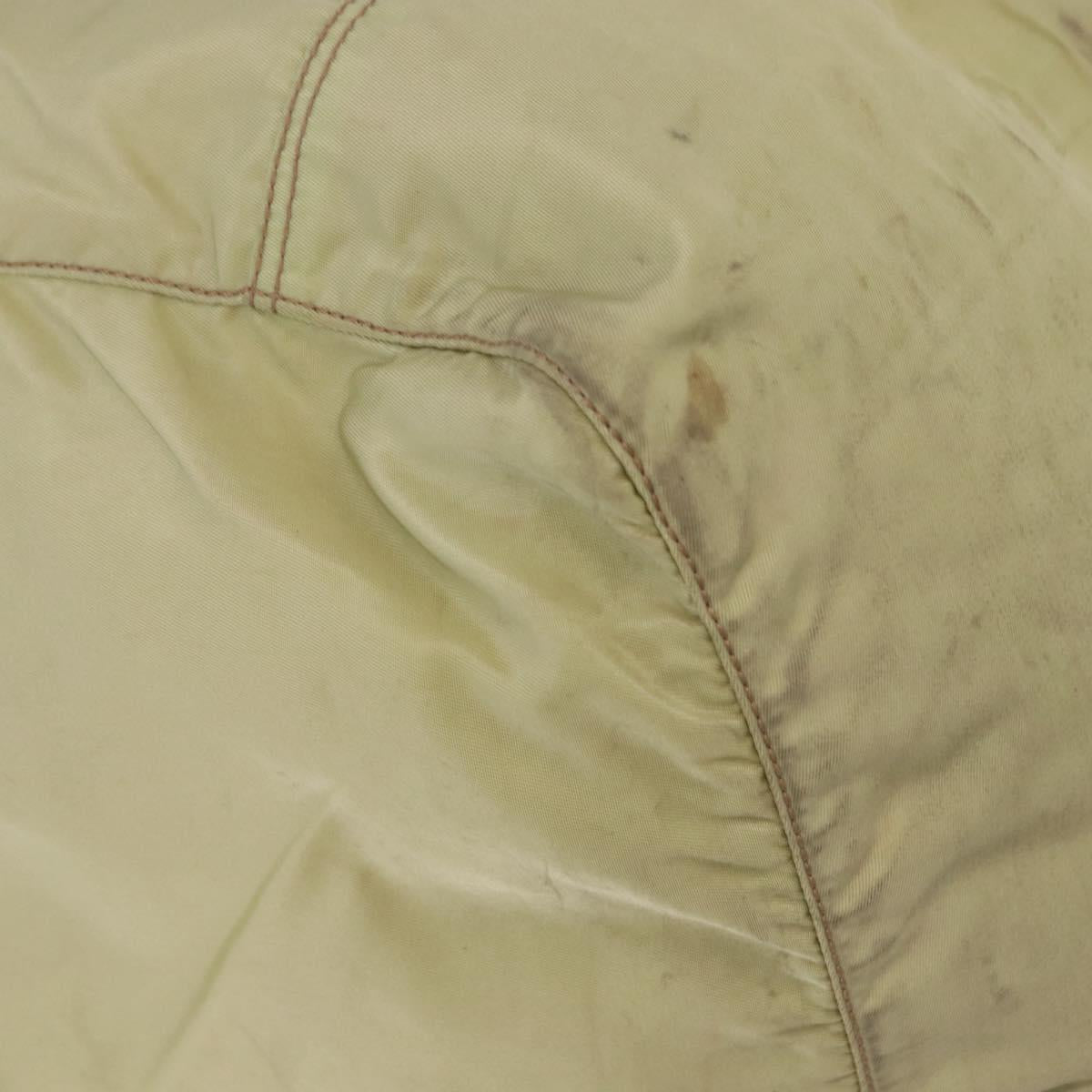 PRADA Boston Bag Nylon Khaki Silver Auth 192536