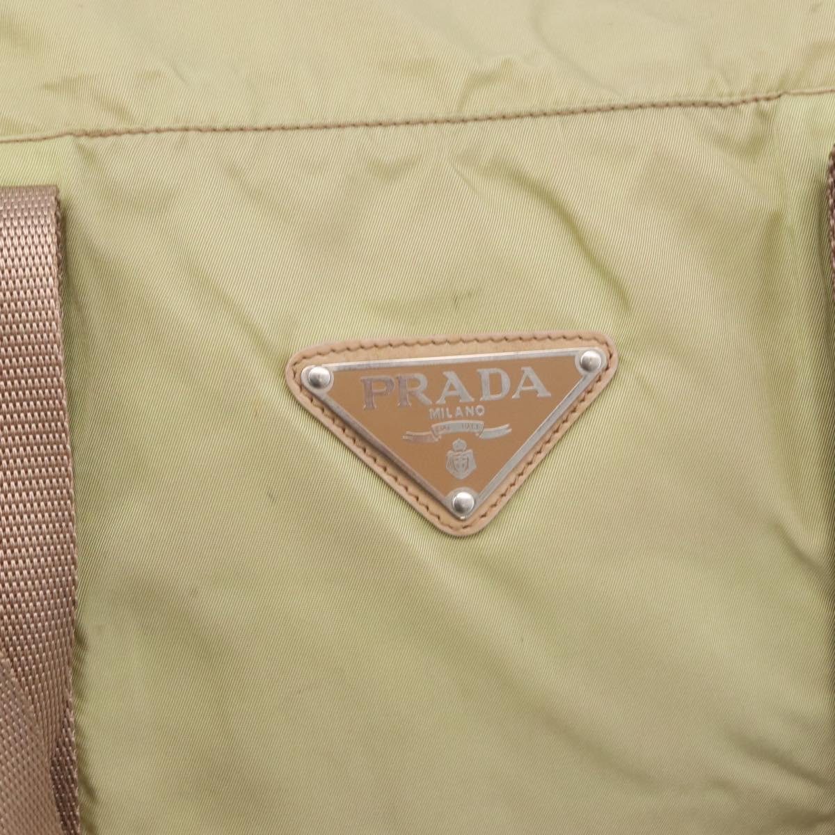 PRADA Boston Bag Nylon Khaki Silver Auth 192536