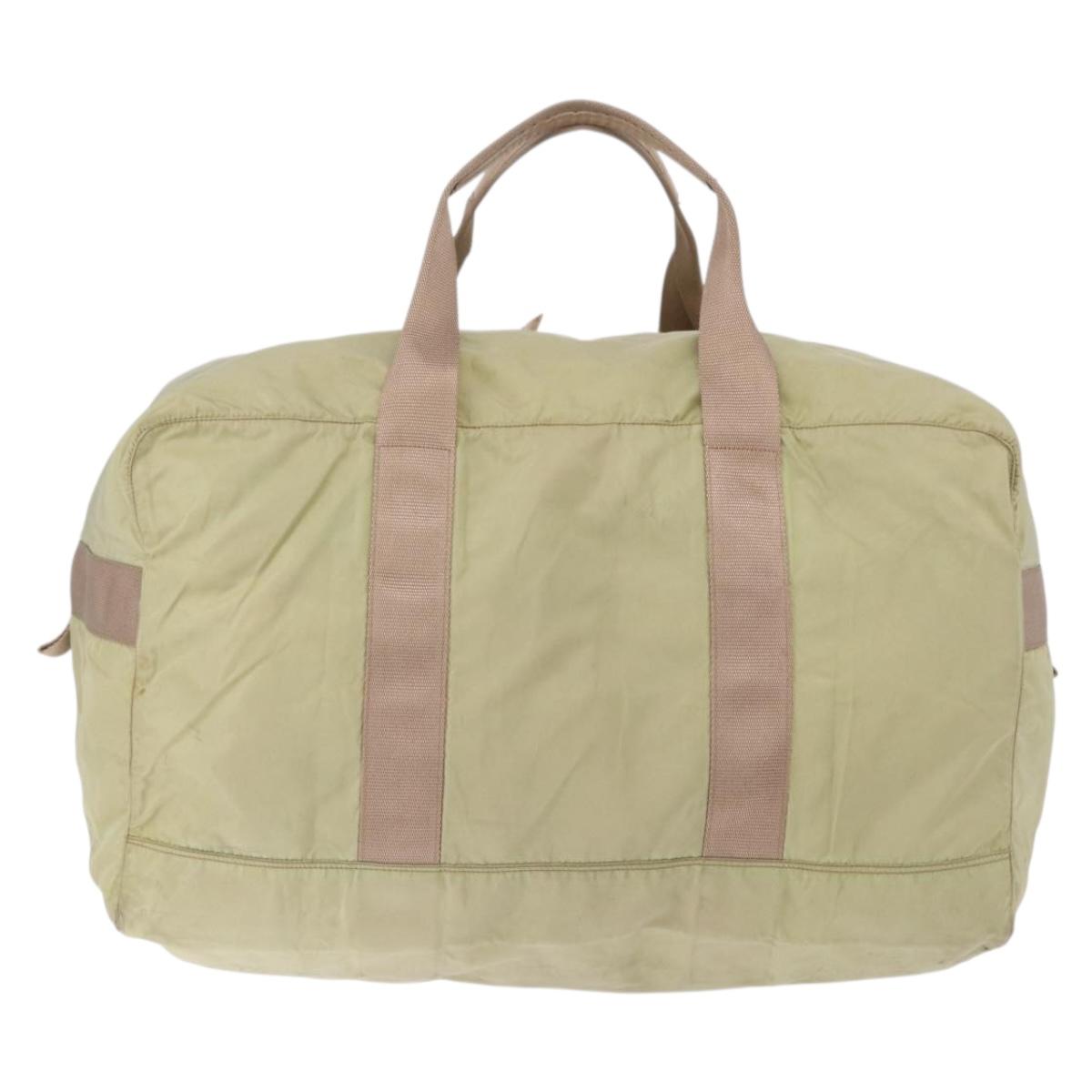 PRADA Boston Bag Nylon Khaki Silver Auth 192536