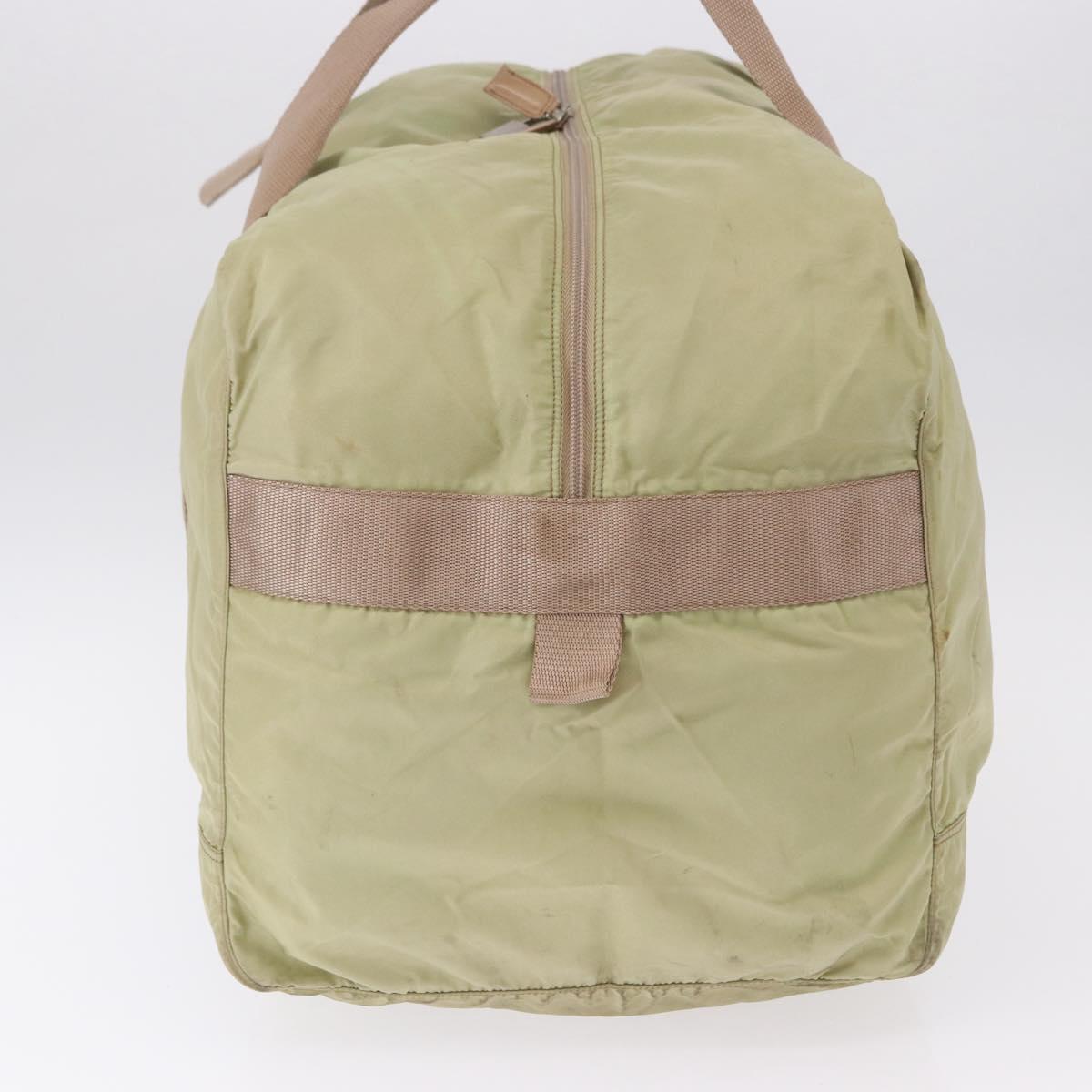 PRADA Boston Bag Nylon Khaki Silver Auth 192536