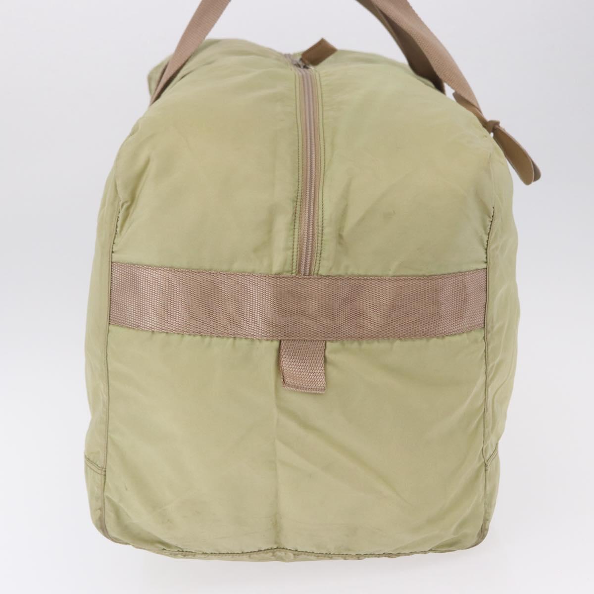 PRADA Boston Bag Nylon Khaki Silver Auth 192536