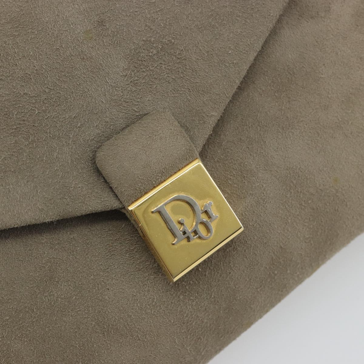 Christian Dior Chain Shoulder Bag Suede Beige Gold Auth 192537