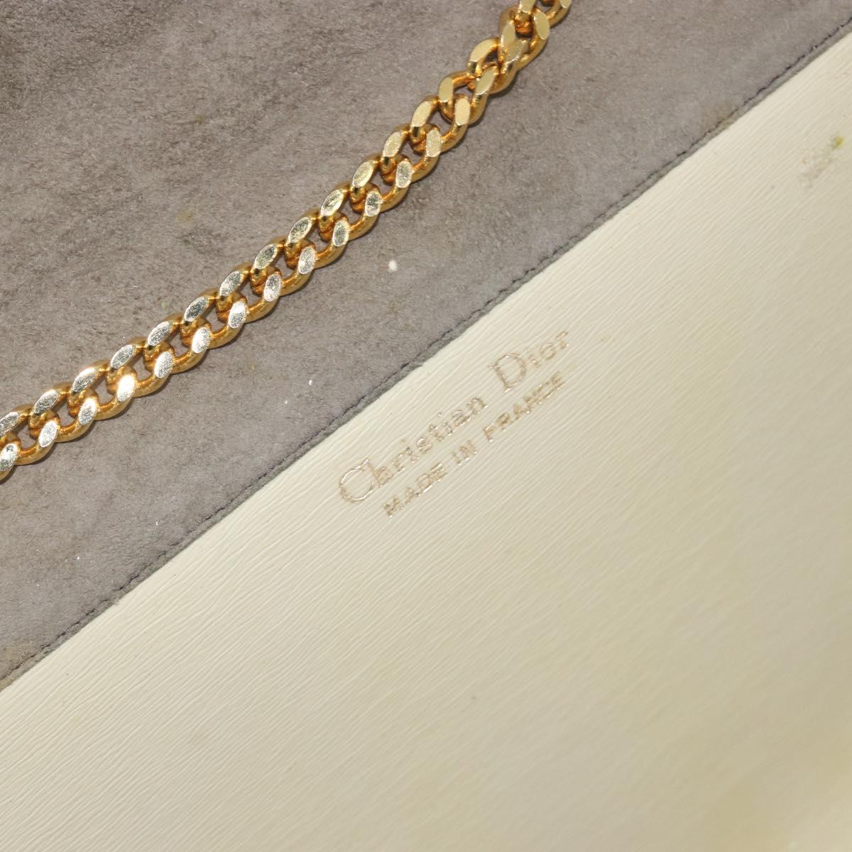 Christian Dior Chain Shoulder Bag Suede Beige Gold Auth 192537
