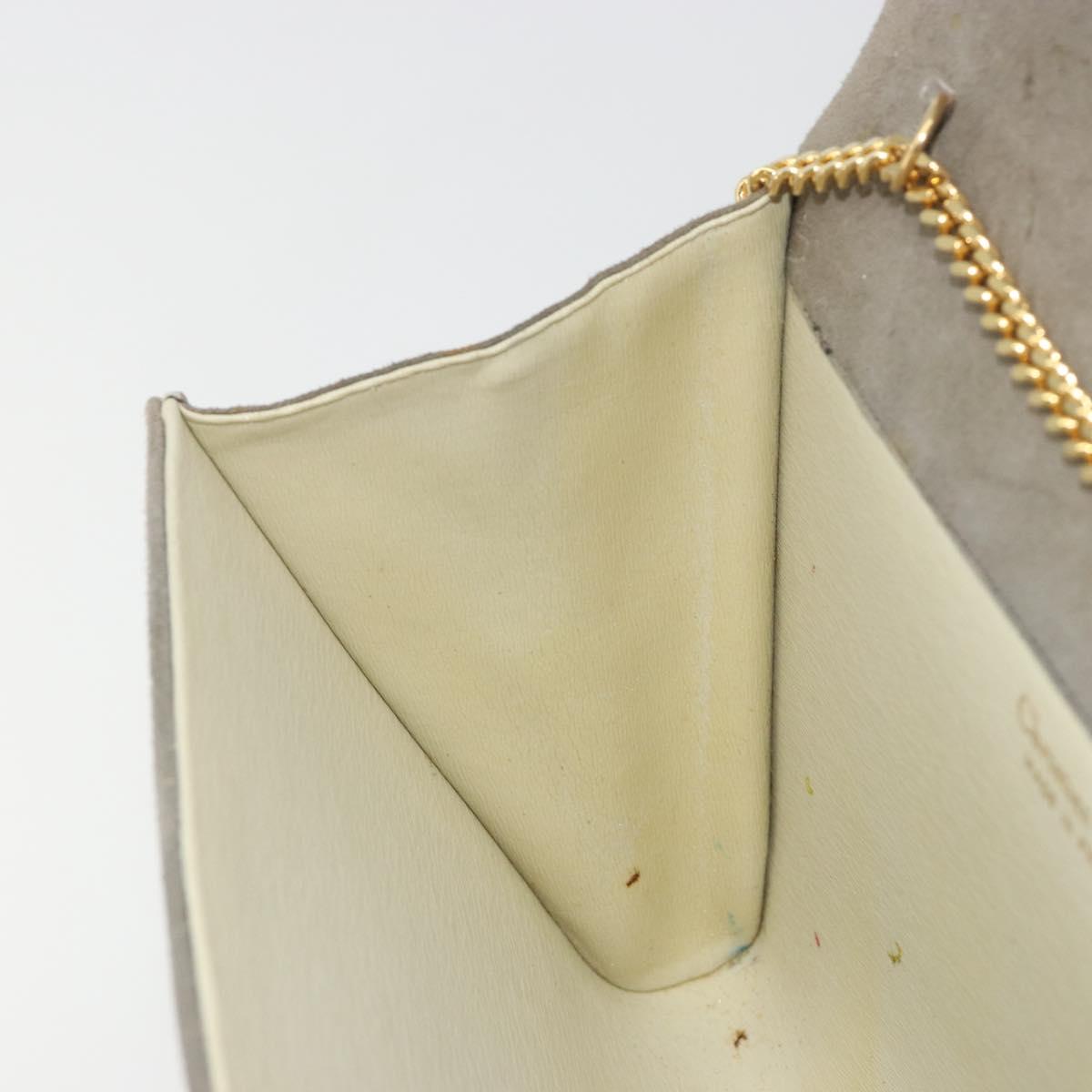 Christian Dior Chain Shoulder Bag Suede Beige Gold Auth 192537