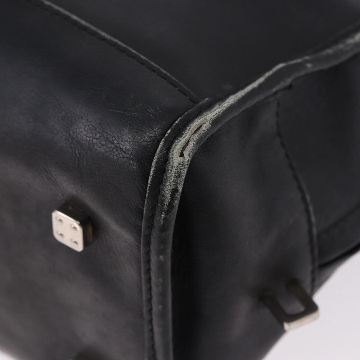 LOEWE Anagram Americana 28 Hand Bag Leather Gold Black Auth 192538