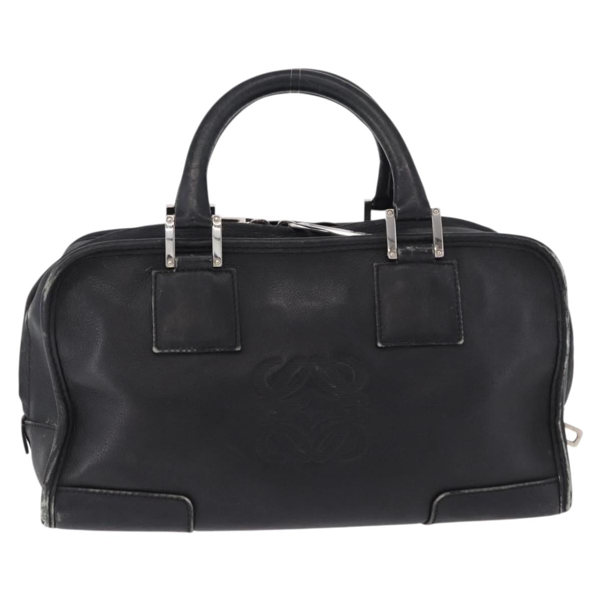 LOEWE Anagram Americana 28 Hand Bag Leather Gold Black Auth 192538